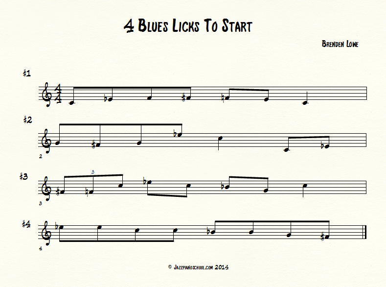 Blues licks for jazz piano