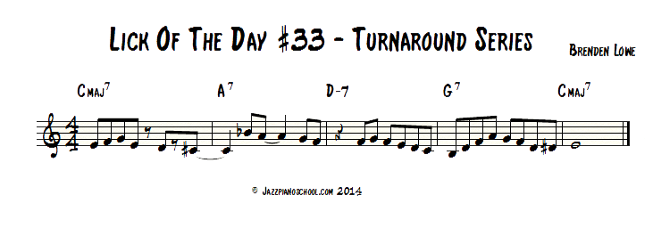 Jazz Piano Lick Of The Day #33- Turnaround Series