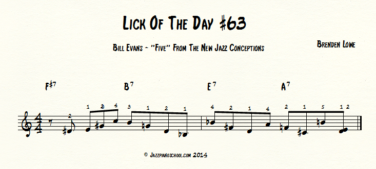 Jazz Piano Lick Of The Day #63 Part 1 – Bill Evans – “Five”, New Jazz Conceptions