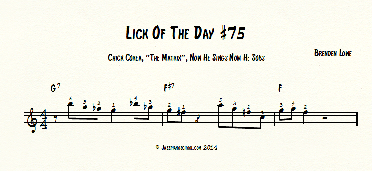 Jazz Piano Lick Of The Day #75 - Chick Corea , 