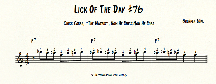 Jazz Piano Lick Of The Day #76 - Chick Corea , 