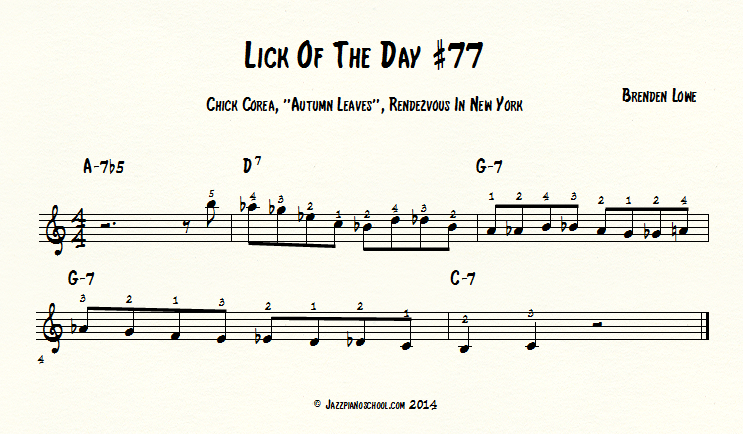 Jazz Piano Lick Of The Day #77 - Chick Corea , 