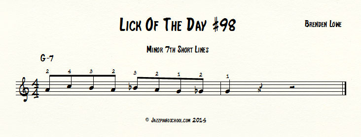 Jazz Piano Lick #98 - Short Minor Lines (G-7)