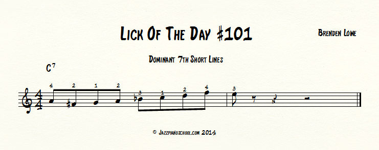 Jazz Piano Lick Of The Day #102 - Short Dominant Lines