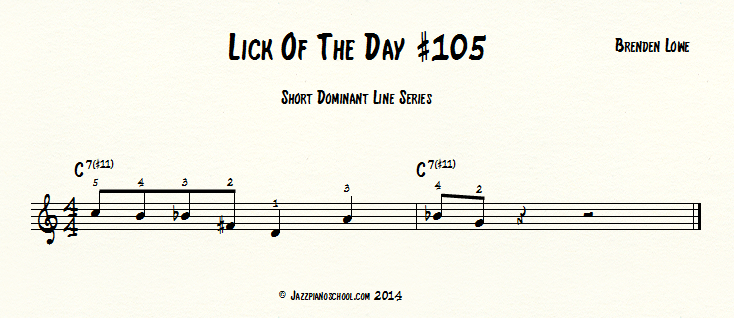Jazz Piano Lick Of The Day #105 - Short Dominant Line Series